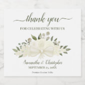 Ivory White Watercolor Bouquet Wedding Vielen Dank Alkoholflaschenetikett (Einzelnes Label)