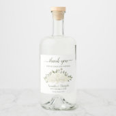 Ivory White Watercolor Bouquet Wedding Vielen Dank Alkoholflaschenetikett (Vorderseite)