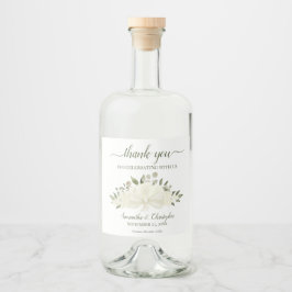 Ivory White Watercolor Bouquet Wedding Vielen Dank Alkoholflaschenetikett