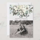 Ivory White Watercolor Floral Save the Date (Vorderseite)