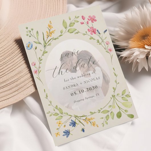 Ivory Wildflower Photo Save The Date