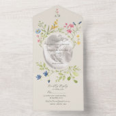 Ivory Wildflower Photo Wedding All In One Einladung (Innen Boden)