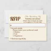 Ivory With Brown Text Wedding RSVP (Vorderseite)