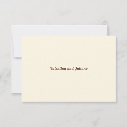 Ivory With Brown Text Wedding RSVP (Rückseite)