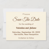 Ivory With Brown Text Wedding Save The Date (Vorderseite)