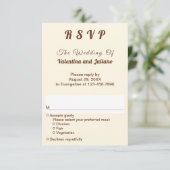 Ivory with Brown Typography Portrait Wedding RSVP Karte (Stehend Vorderseite)