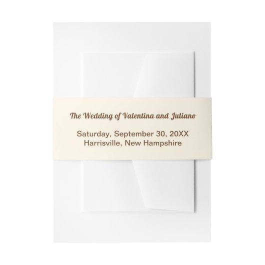 Ivory with Brown Typography Wedding Einladungsbanderole (Vorderseite Beispiel)