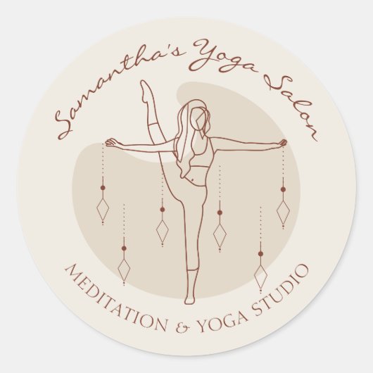 Ivory Yoga Pilates Spirituelle Gym Coach Salon Runder Aufkleber (Vorderseite)