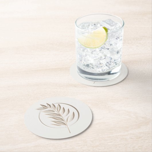 Ivory-Zweig-Emblem Runder Pappuntersetzer (Vor Ort)