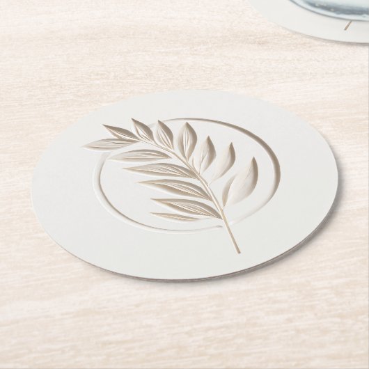 Ivory-Zweig-Emblem Runder Pappuntersetzer (Angewinkelt)