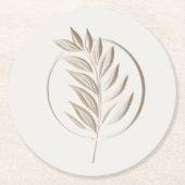 Ivory-Zweig-Emblem Runder Pappuntersetzer (Vorderseite)