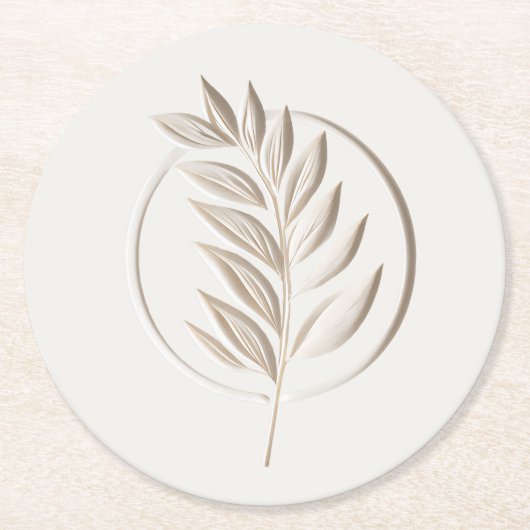 Ivory-Zweig-Emblem Runder Pappuntersetzer (Vorderseite)