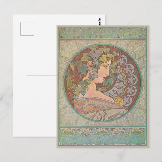 Ivy - Alphonse Mucha Postkarte (Vorne/Hinten)