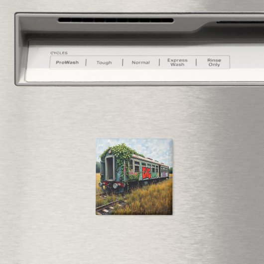 Ivy and Graffiti Covered Abandoned Train Magnet (In Situ (Geschirrspüler))