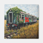 Ivy and Graffiti  Covered Abandoned Train  Magnet (Vorne)