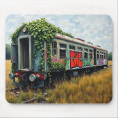 Ivy and Graffiti Covered Abandoned Train Mousepad (Vorne)
