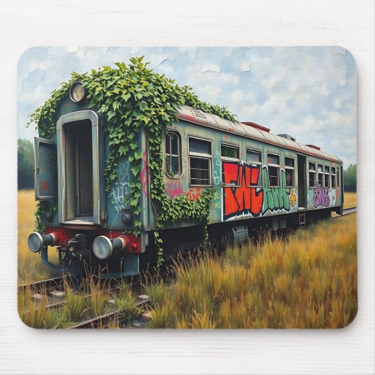 Ivy and Graffiti  Covered Abandoned Train  Mousepad (Vorne)