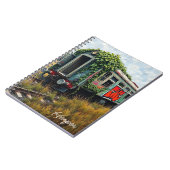 Ivy and Graffiti Covered Abandoned Train Notizblock (Linke Seite)