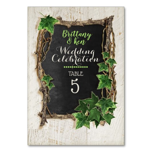Ivy and Willow Wedding Tischnummer (Vorderseite)