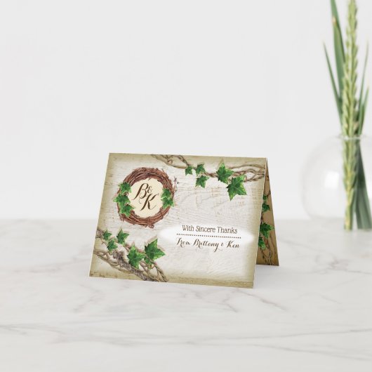 Ivy and Willow Wedding Vielen Dank Anmerkungen Dankeskarte (Vorderseite)
