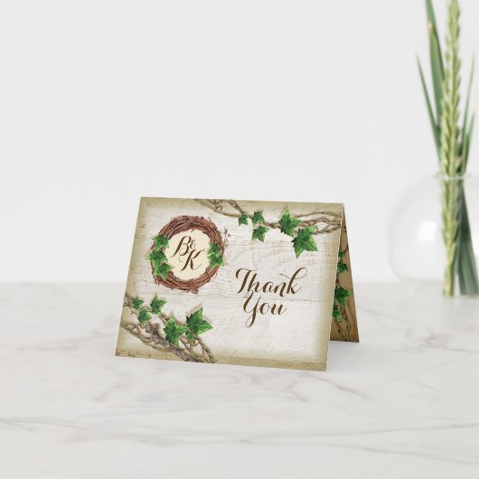 Ivy and Willow Wedding Vielen Dank Anmerkungen Dankeskarte (Vorderseite)