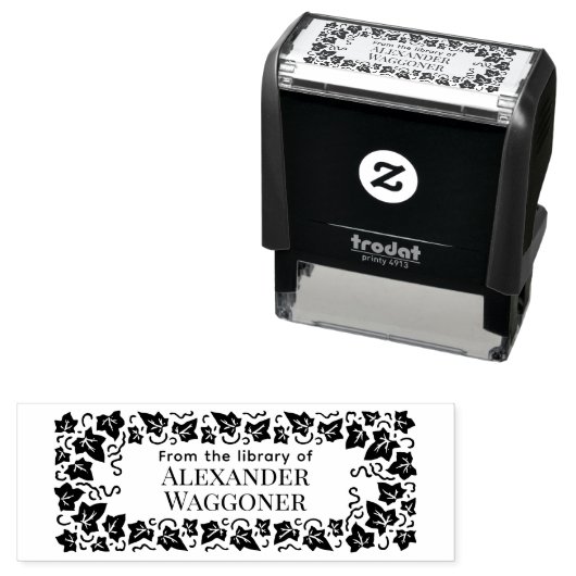 Ivy Blätter Frame "From the library" Buchname Permastempel (Beispiel)