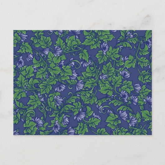 Ivy Blues Pattern Blau grüne Erde Postkarte (Vorderseite)