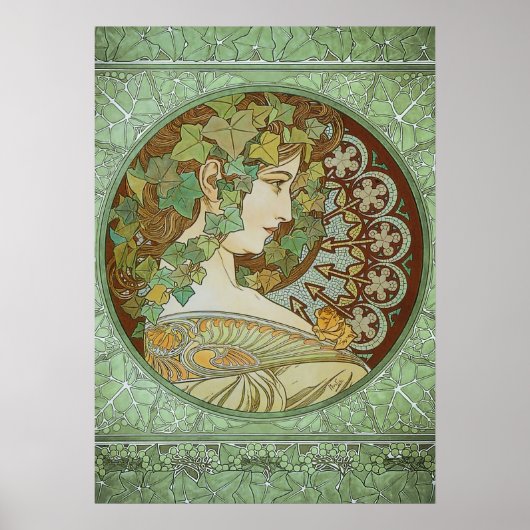 Ivy by Alphonse Mucha Art Nouveau Poster (Vorne)