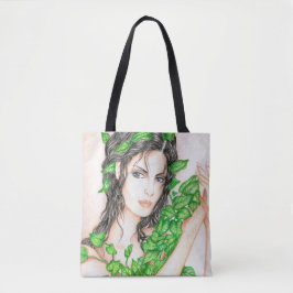 Ivy Girl Portrait Zeichnend Sketch Illustration Tasche