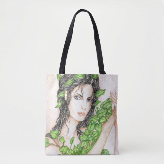 Ivy Girl Portrait Zeichnend Sketch Illustration Tasche (Vorderseite)