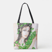 Ivy Girl Portrait Zeichnend Sketch Illustration Tasche (Rückseite)