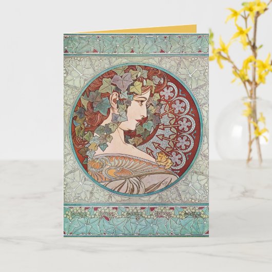 Ivy Goddess Mucha Karte (Gelbe Blume)