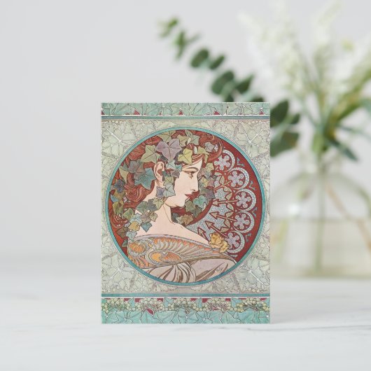 Ivy Goddess Mucha Postkarte (Stehend Vorderseite)