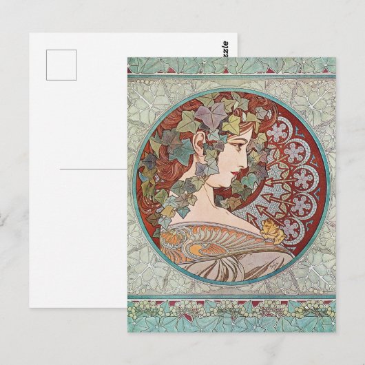 Ivy Goddess Mucha Postkarte (Vorne/Hinten)