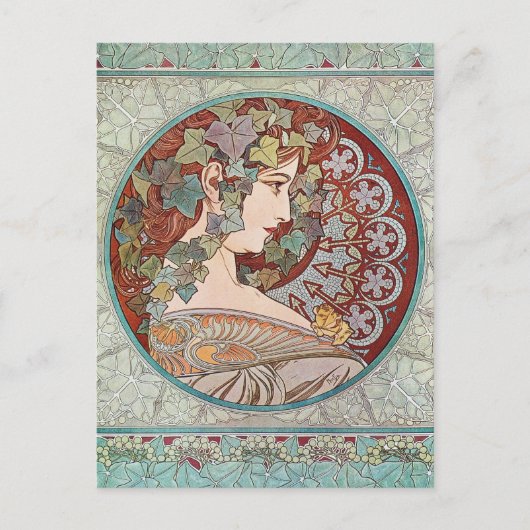 Ivy Goddess Mucha Postkarte (Vorderseite)