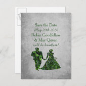 Ivy Green Man & Lady Handfasting Save the Date Ankündigungspostkarte (Vorne/Hinten)