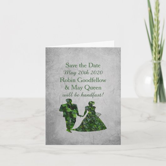 Ivy Green Man & Lady Handfasting Save the Date Einladung (Vorderseite)