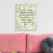 Ivy Greenery Pattern John 3:16 Bible Verse Art Leinwanddruck (Insitu (Wohnzimmer))