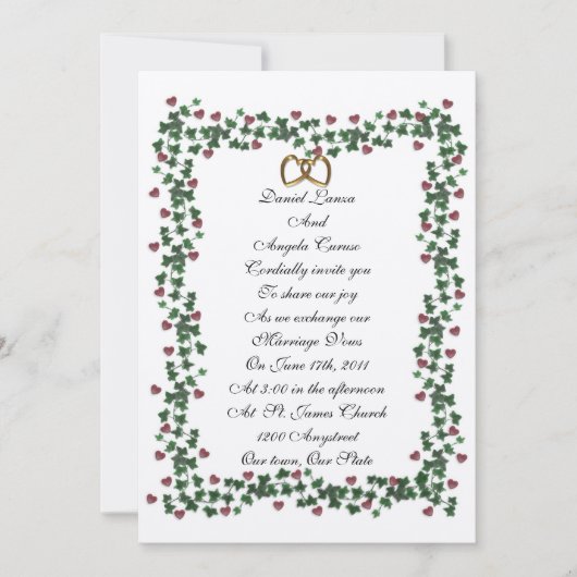 Ivy Grenze Hochzeitsvorlage Einladung (Vorderseite)