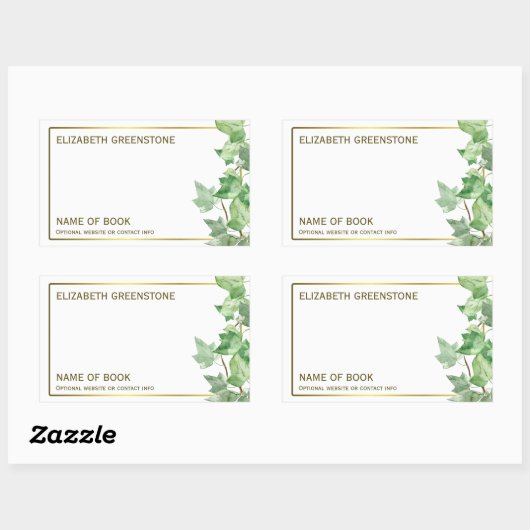 Ivy Leaf Author Signature Buchzeichen Rechteckiger Aufkleber (Blatt)