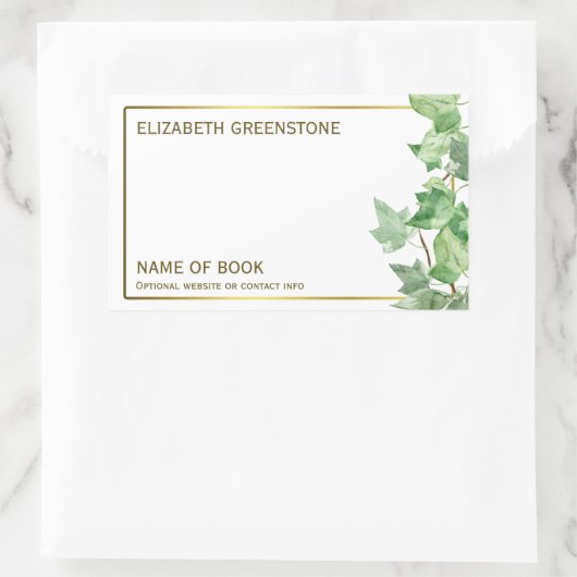 Ivy Leaf Author Signature Buchzeichen Rechteckiger Aufkleber (Tasche)