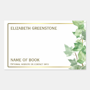 Ivy Leaf Author Signature Buchzeichen Rechteckiger Aufkleber