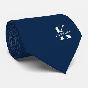 Ivy League Blue   Elegante Monogramm+Name  zweisei Krawatte