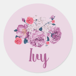 Ivy Name Floral Custom Flower Girl Labels Runder Aufkleber