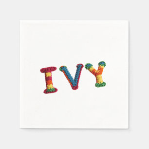 Ivy Name in lebendigem Häkelmuster Serviette
