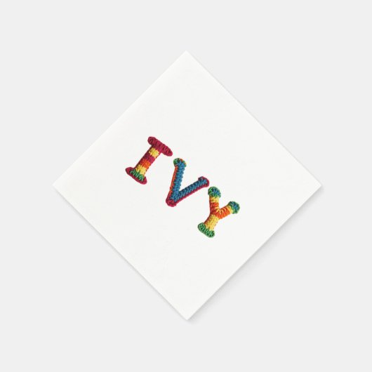 Ivy Name in lebendigem Häkelmuster Serviette (Ecke)