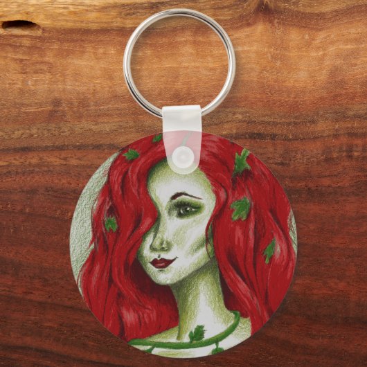 Ivy Nymph Redhead Frau Pixie Fantasy Art Schlüsselanhänger (Vorderseite)
