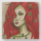 Ivy Nymph Redhead Frau Pixie Fantasy Art Steinuntersetzer (Vorderseite)