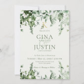 Ivy & Sage Monogram Dark Green Wedding Einladung (Vorderseite)