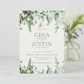 Ivy & Sage Monogram Dark Green Wedding Einladung (Stehend Vorderseite)